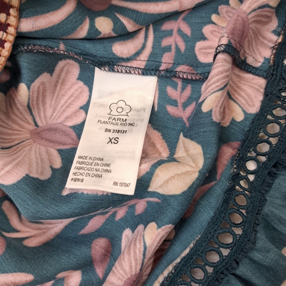 Farm Rio Seashell Tapestry Printed 3/4-Sleeve Maxi Dress Size XS - Picture 9 of 14